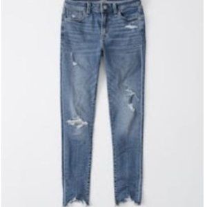 A&F Ripped Mid Rise Super Skinny Ankle Jeans - Size 25/0